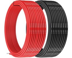 14AWG Silicone Electronic Cable 2.07mm² 10m Black and Red - Flexible Soft Low Impedance Copper Wire Temperature Resistance 200°C stroomkabel 3 aderige