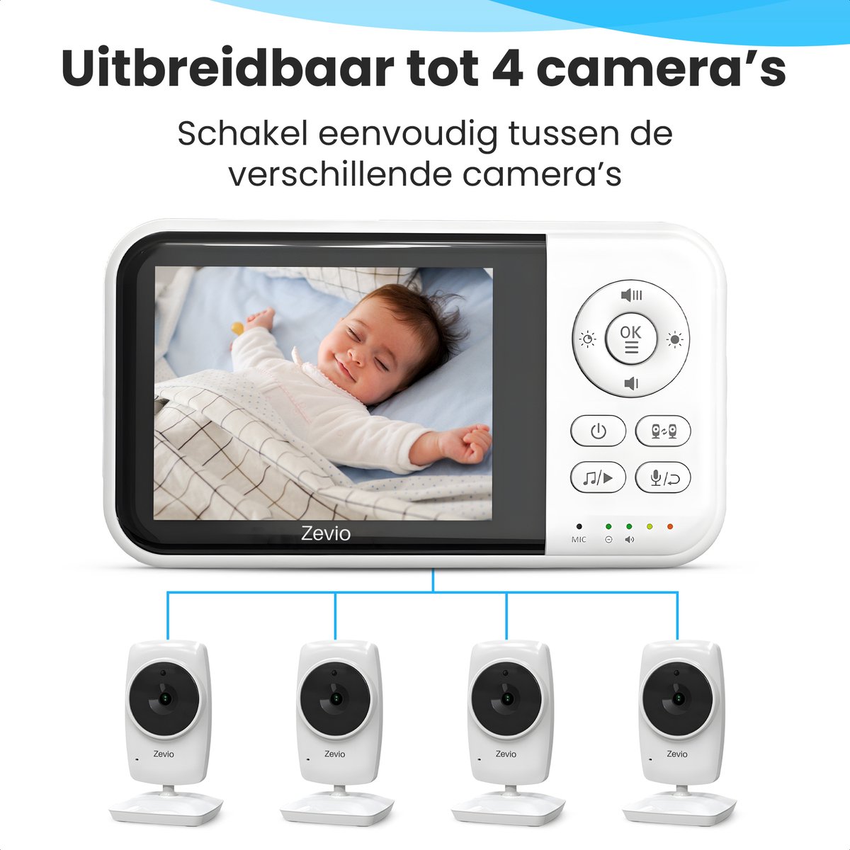 Zevio Babyfoon Comfort - Babyfoon Met 2 Camera's - Baby Monitor - Baby Camera thumbnail 6