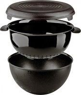 Practic - Set passoire, bol et couvercle - capacité 3l - cosmos noir - 10072199 - Zwart
