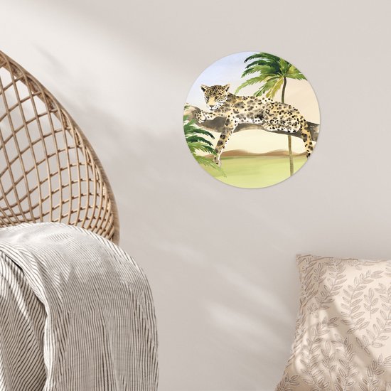 WallCircle® - Cercle de papier peint 30x30 cm - Stickers muraux Léopard - Jungle - Arbre - Cercle mural - Accessoires chambre enfant - Décoration chambre bébé - Cercle mural autocollant