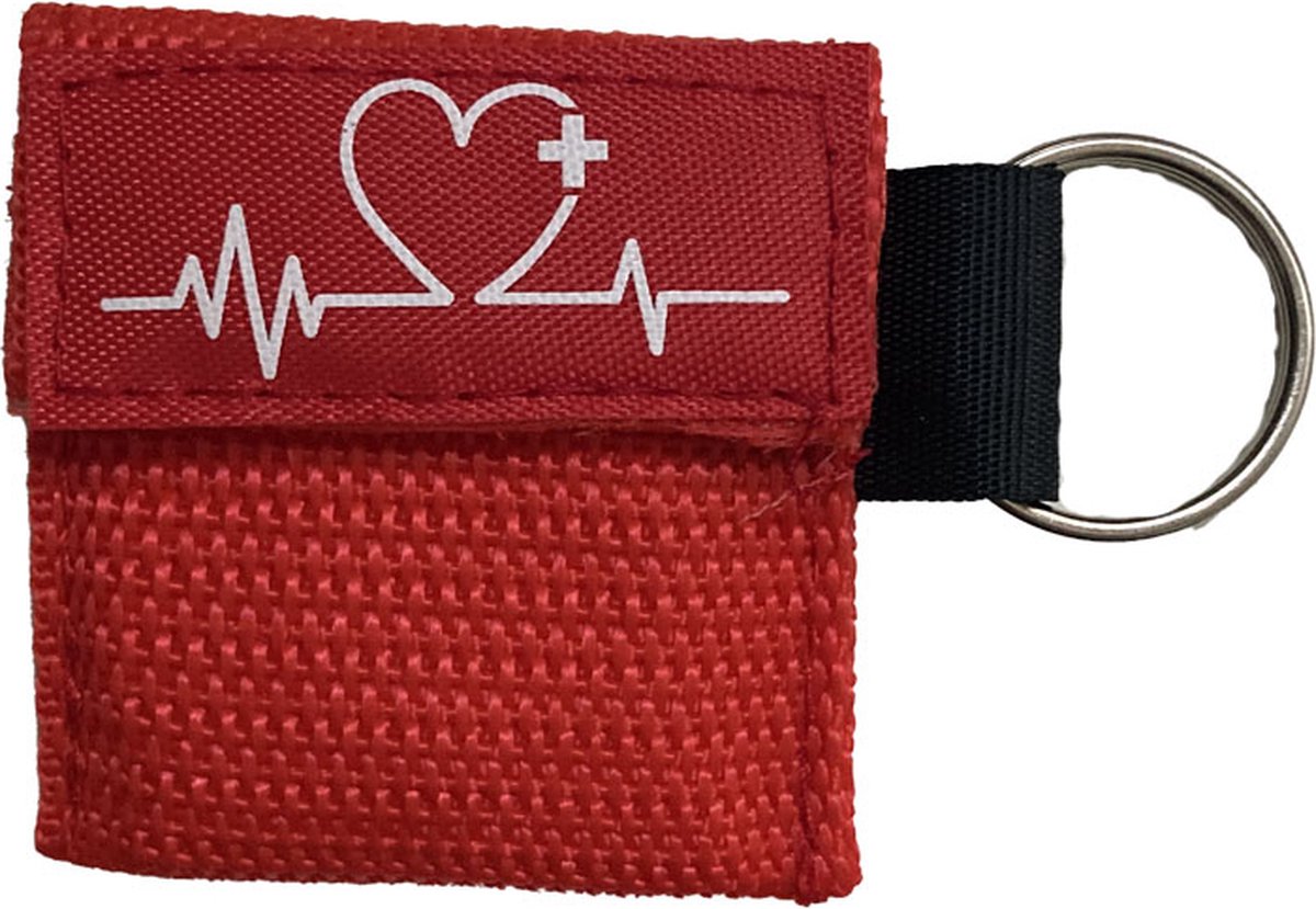 Goedkoopste Kiss of life - Ademhalingsmasker - Beademingsdoekje - Gezichtsbeschermer - Sleutelhanger met ring - Rood