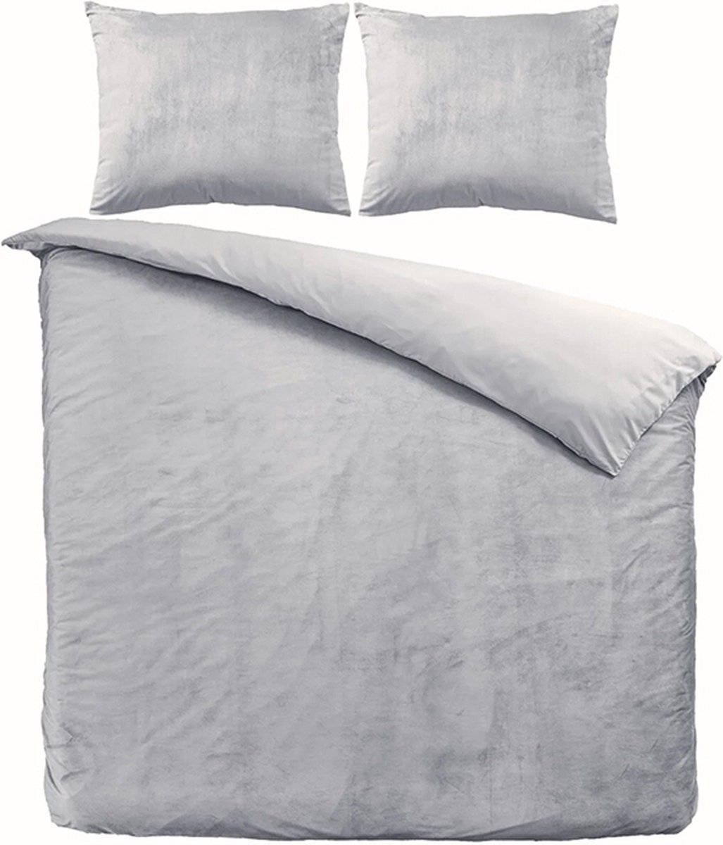 Zavelo Dekbedovertrek Velvet Comfort Zilver-1-persoons (140 x 200/220 cm)