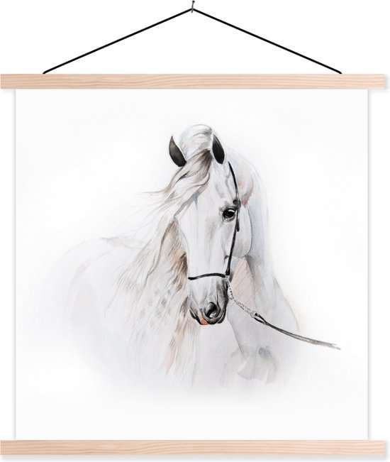 Porte-affiche avec affiche - Affiche scolaire - Cheval - Aquarelle - Licol - 60x60 cm - lattes vierges