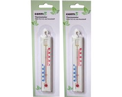 Kunststof Thermometer Wit voor binnen of buiten set van 2 stuks