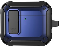 Telestore - Hoesje geschikte voor AirPods 4 - TPU hybride hoesje Beschermhoes - Shockproof AirPods 4 Cover - AirPods 4 Hoesje - Geschikt voor Apple Airpods 4 - blauw - hard en TPU cover met sleutelhanger