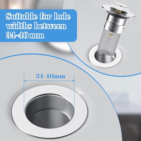 TRAPFLEX set - afvoerset Domoplex 6928.21 sifon in chroom (verticaal) met haarfilter, GRATIS haarvanger