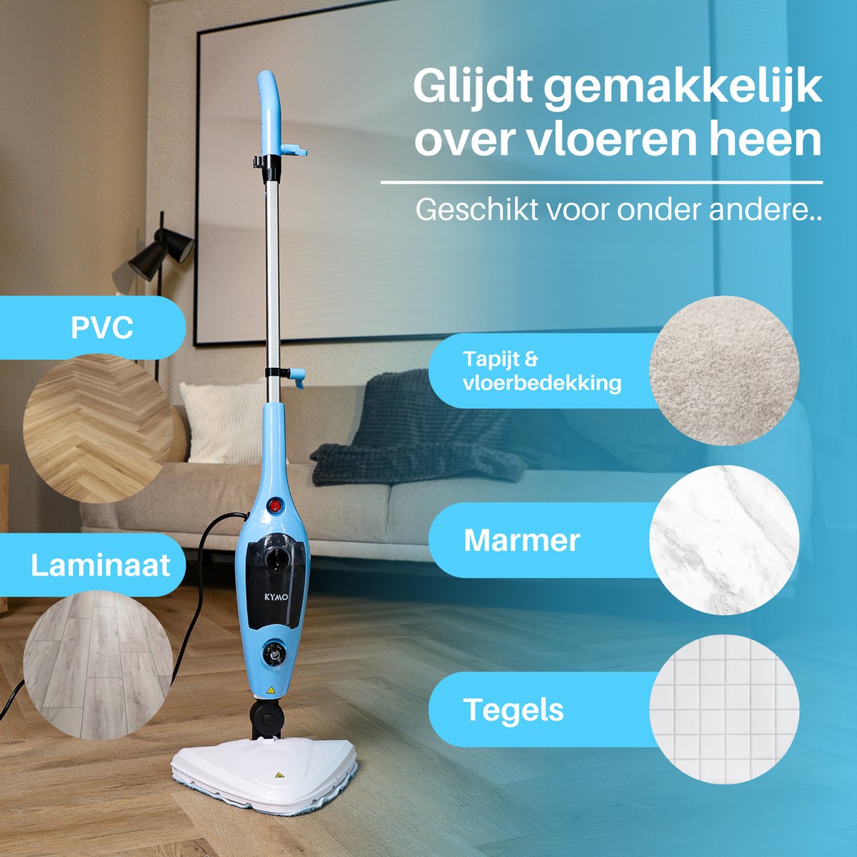 Kymo 9-in-1 Stoomreiniger & Handstomer 1300W