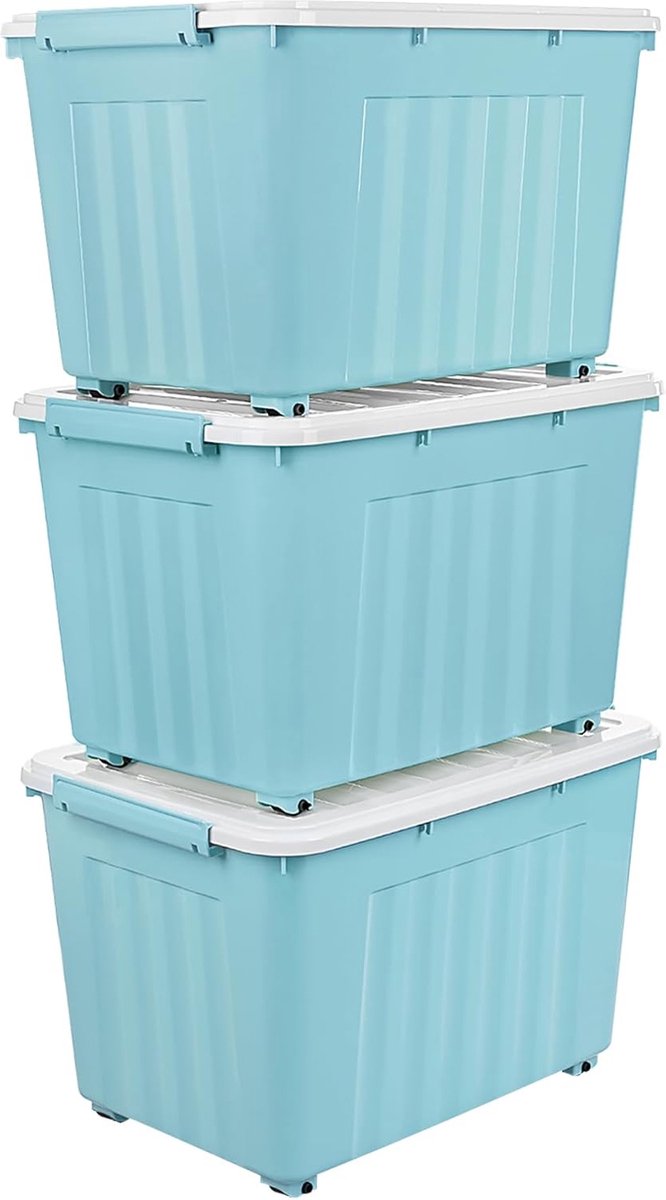 Luvetrex ® Handige 55L Opslagboxen Met Deksel Voor Huis En Kantoor, Set Van 3