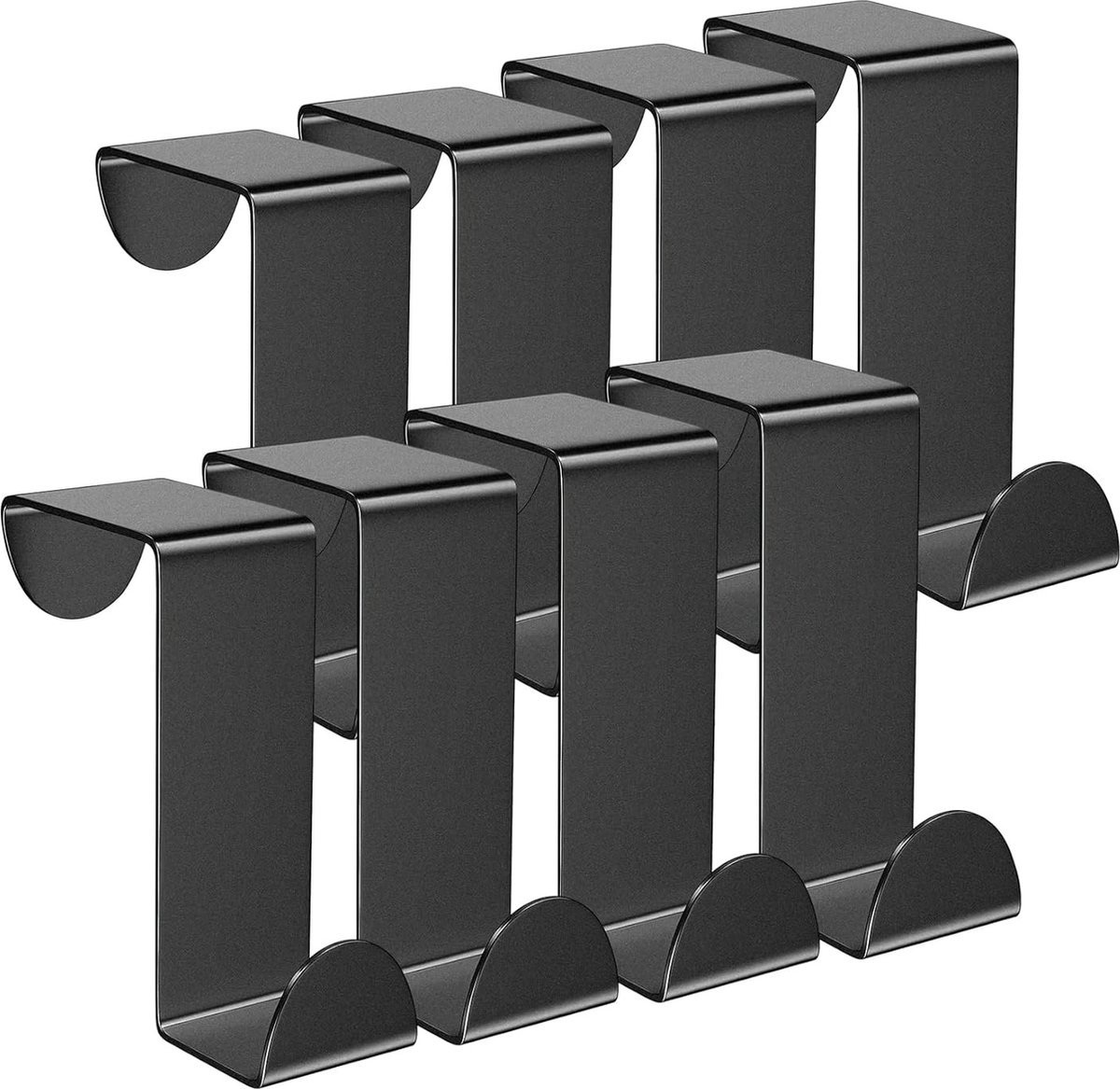 TOJ Keukendeurhaken Set van 8 Stuks - Keukenkast haken Deurkapstok - 5KG Belastbaar - RVS - Mat Zwart - LET OP: XL