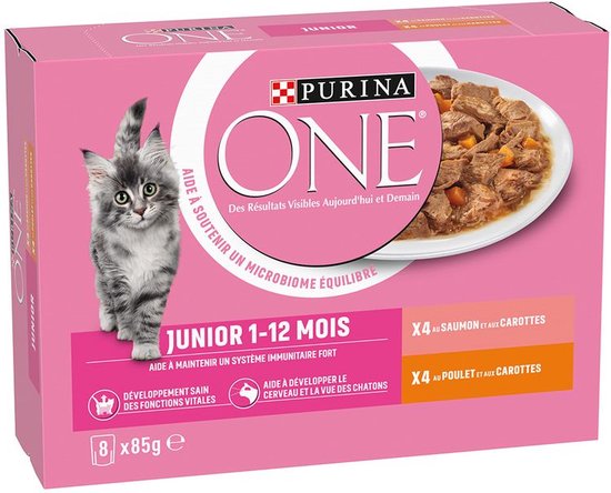 Purina ONE | Kattenvoeding | Kitten | Pâté | Zalm | 8 x 85 gr
