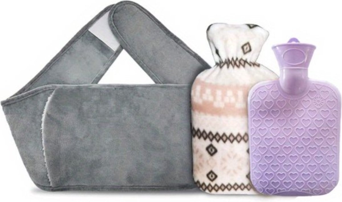 Goedkoopste Bovista Warmwaterzak Met Hoes - Warmwaterkruik - Warmtekussen - Warmtekruik - Knuffel - Kruik - Bag - 3-Pack