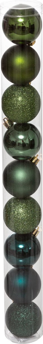 JJA - 9 groenblauwe kerstballen 6 cm mat en glanzend