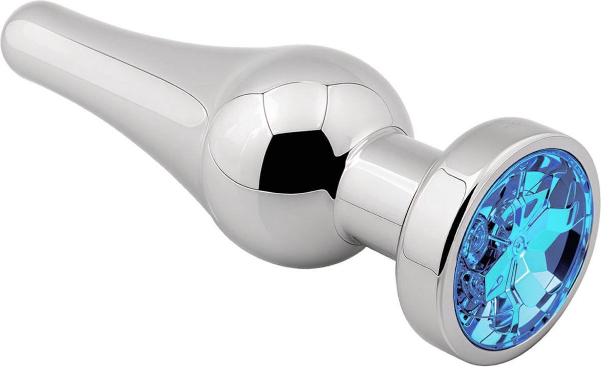 Goedkoopste Cupitoys® Metalen buttplug - Zilver - Diamant blauw - Taps - Small - Sex toys voor vrouwen - Sex toys voor mannen - Buttplugs