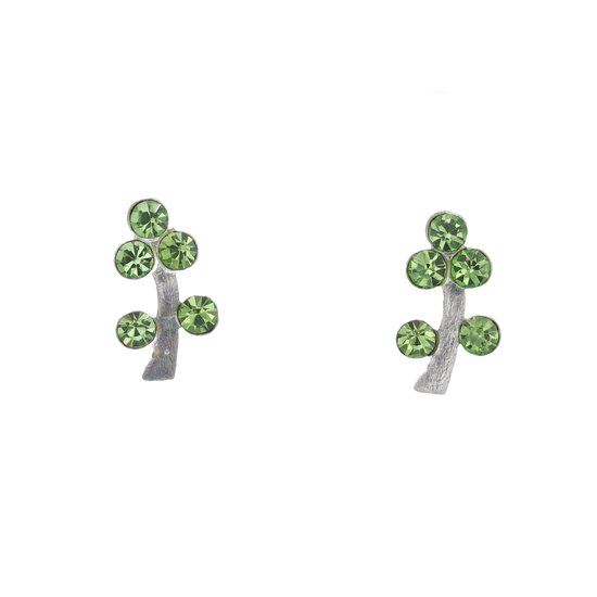 Behave – Boucles d'oreilles – Petites Boucles d'oreilles en argent sterling – Motif branches – Vert – Pierres de cristal