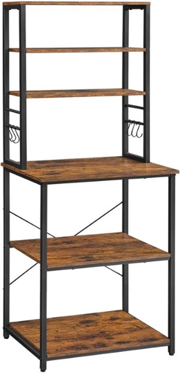 MIRA Home - Opbergrek - Keukenkast - Bruin - Zwart - Spaanplaat - Staal - 40x60x167