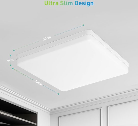MCNUSS Moderne houten led-plafondlamp, voor inbouw, 30,5 cm, 2400 lm