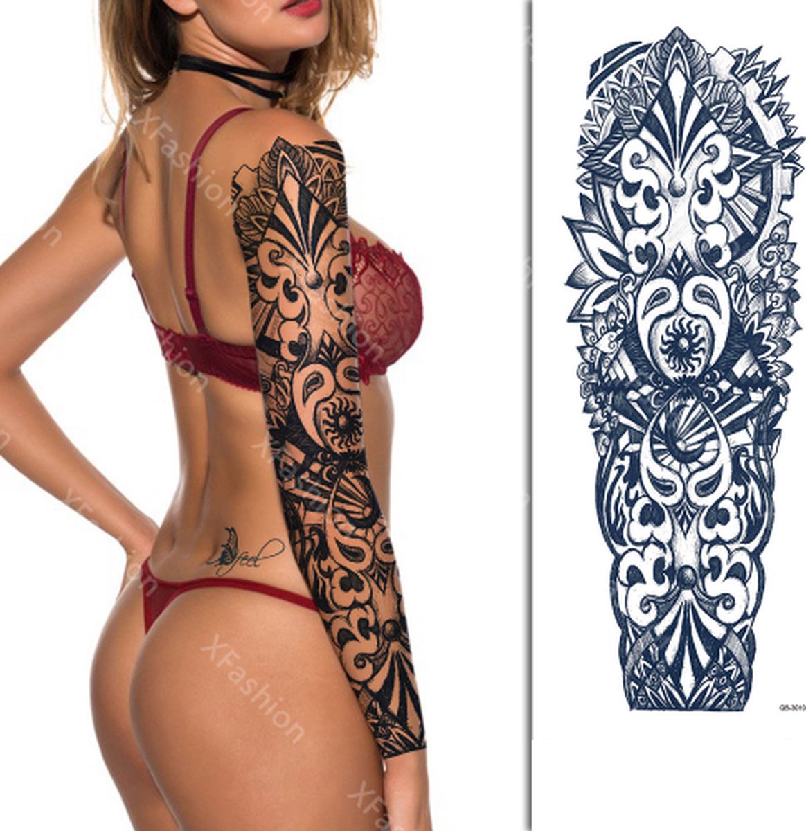 Tattoo Sleeve - Japan Tribal Maori Mandala - Neptattoo Lichaam en Gezicht - Tijdelijke Henna Plak Tattoos - Nep Tatoeage - Fake Temporary Tattoo - Festival Make-up Outfit Volwassenen Kinderen