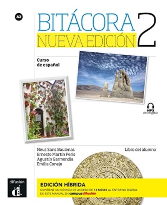 Livre : Bitácora Nueva Edición 2, Cours d'espagnol. Édition hybride avec MP3 téléchargeable.