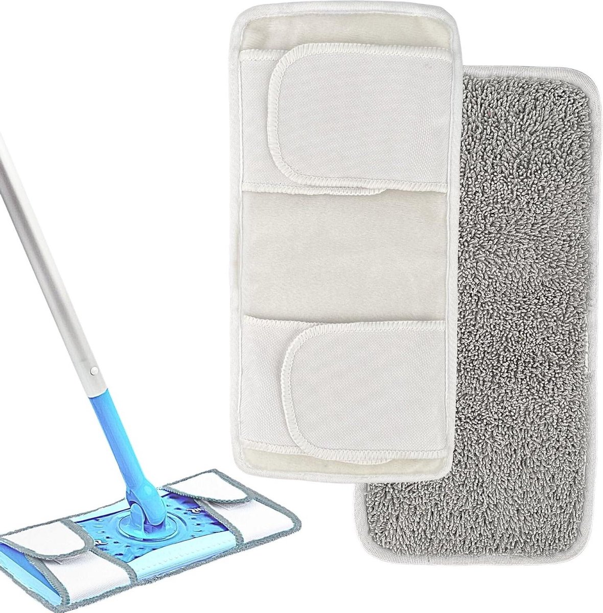 Goedkoopste Herbruikbare dweilpads voor Heavy Duty Microvezel Stomerij Mop Pad - Machine Wasbaar - Grijs - 2 Pack Mop