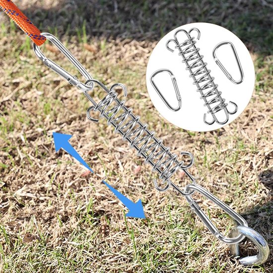 4x Tenttrekveer - Campingtent - Spanveer - Zonnezeil - Luifelspanveren - Veergesp Met Hoge Sterkte - Bevestigingsaccessoires Voor Campingtent - Trekveer Met Dubbele Haak - Veer Voor Tenten, Luifels, Boten, Caravans - Stevig & Duurzaam van Bo-Camp — afbeelding 2