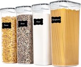 Set de pots de stockage en plastique hermétiques - 4 pièces - Bocaux de conservation - Couvercle en bambou et résistant à l'humidité