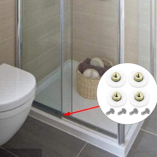 BBAOO 8 stuks douchedeurrollen 25 mm, douchecabinetwieltjes, reserverollen douchecabinedeur, schuifdeur reservewielen, douchedeurdelen van glas voor douchedeuren op rol, wit