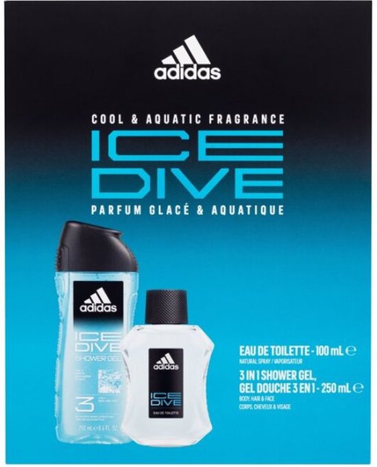 Adidas Ice Dive Gift Set Eau De Toilette (edt) 100 Ml Shower - Geschenkset - Cadeau