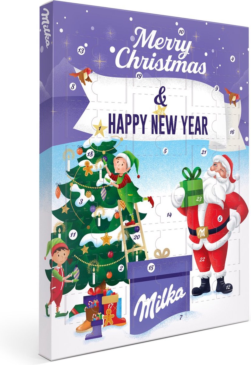 Milka Adventskalender - Adventkalender 2026 - 24 overheerlijke Milka Chocolaatjes - 4 Verschillende smaken Chocolade - Het perfecte kerstcadeau - "Merry Christmas & Happy New Year" – foto 2