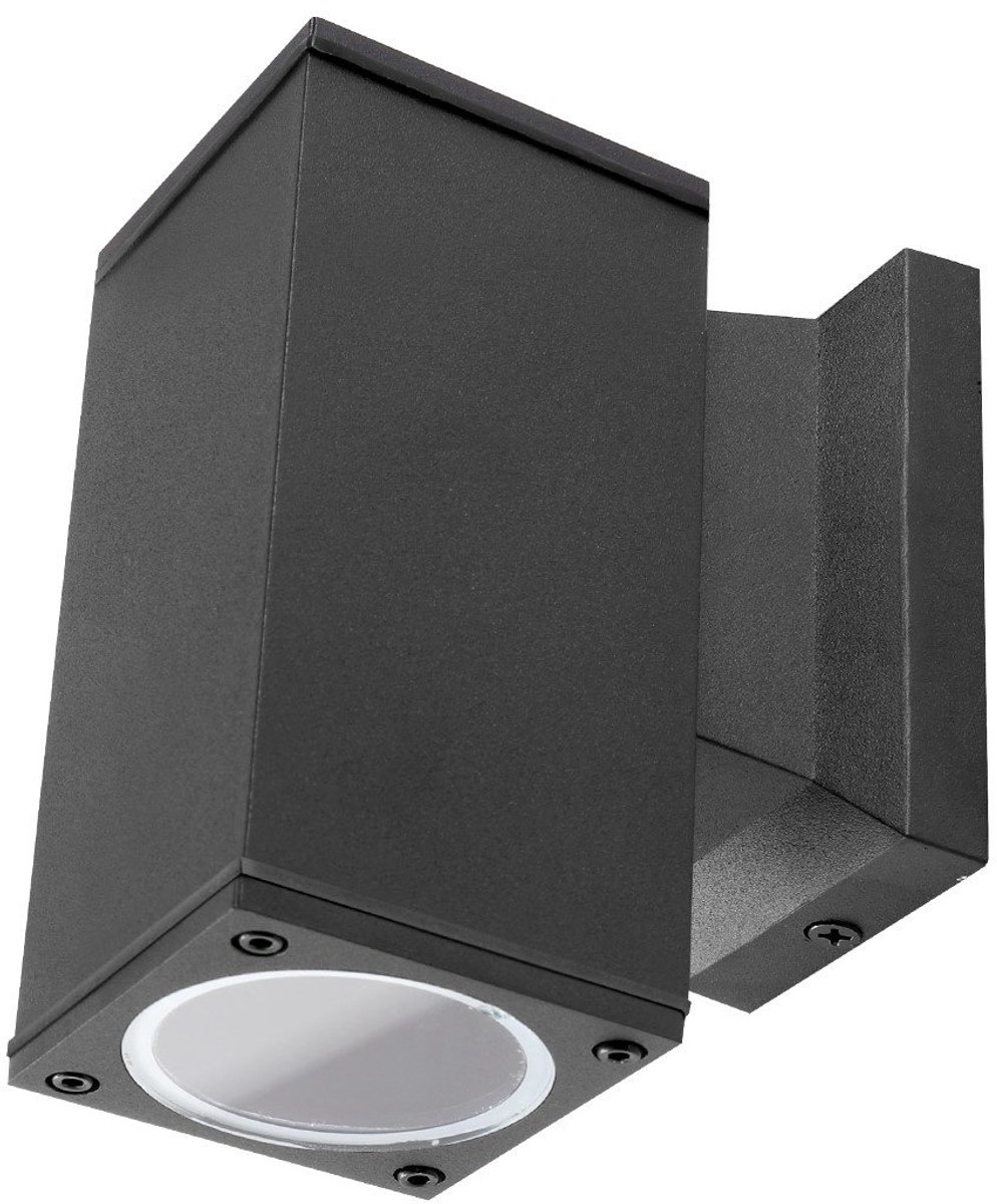 Buitenlamp vierkant zwart | enkele GU10 lampvoet voor één spot | waterdicht IP65