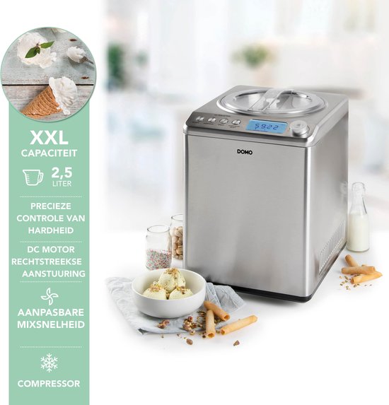 Sorbetière électrique H.Koening 2L – Inox – Grise – Fait Maison