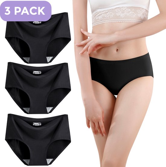 Naadloze Slip voor Dames - Naadloos ondergoed dames - Maat M - Zwart - Set van 3 - Ultrazacht - Naadloos ondergoed dames - Seamless ondergoed dames - Invisible string - Naadloze string