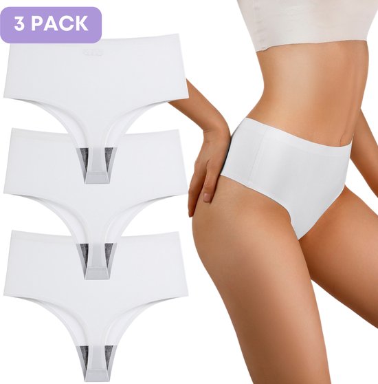 String sans couture pour Femme - Sous-vêtements sans couture femme - Taille M - Wit - Set de 3 - Ultra doux - Sous-vêtements sans couture femme - Sous-vêtements sans couture femme - String invisible - String sans couture