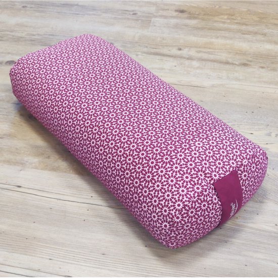Om Namaste Design Yogabolster Ovale Bolster voor Yoga - Ovaal Design - Roze & Paars - Pink Flower van Om Namaste Design — afbeelding 3