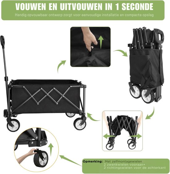 Opvouwbare kar met grote capaciteit en all-terrain wielen voor buiten van Mac Sports — afbeelding 3