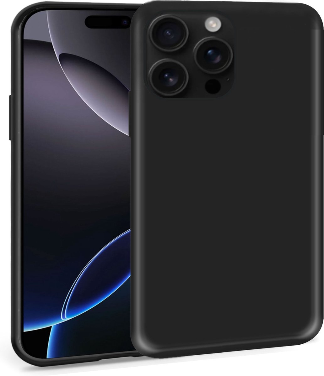 Geschikt voor Apple iPhone 16 Pro - Hoesje - Suède Back Cover Case Zwart