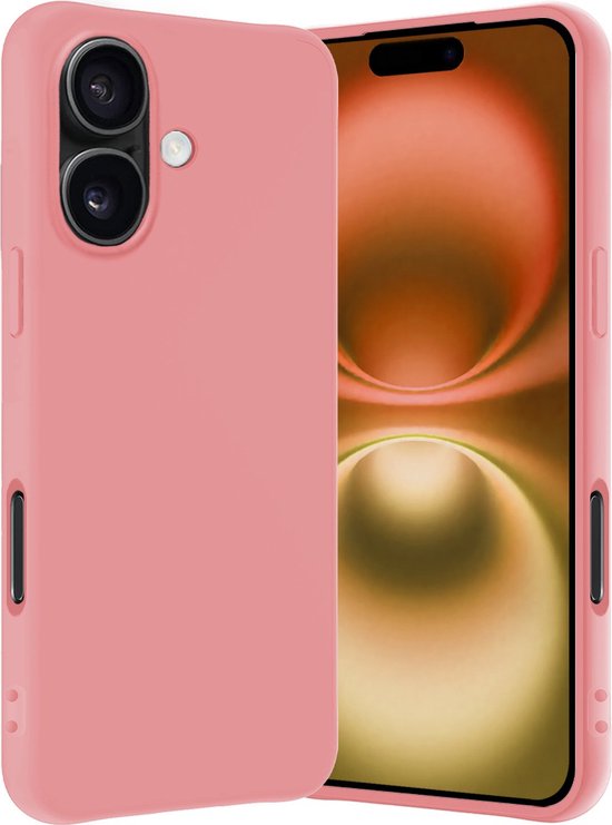 Hoesje Geschikt voor iPhone 16 Hoesje Siliconen Cover Case - Hoes Geschikt voor iPhone 16 Hoes Back Case - Lichtroze