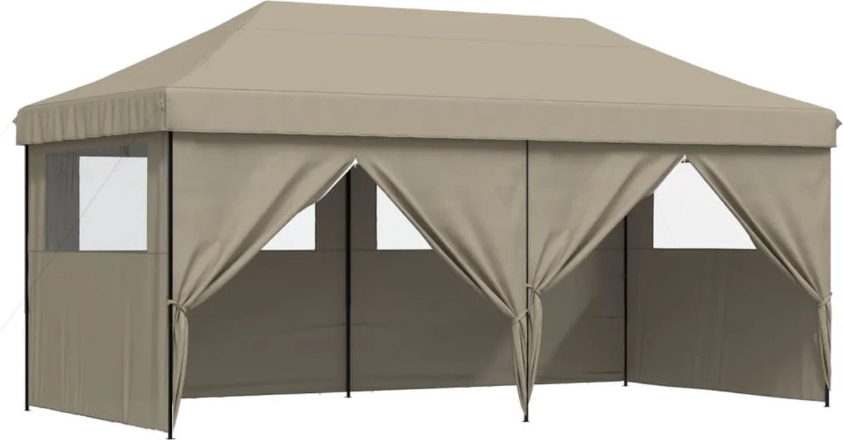 Partytent opvouwbaar - Paviljoen - 3x6 - Easy up - Waterdicht - met Zijwanden - Weerbestendig - Taupe