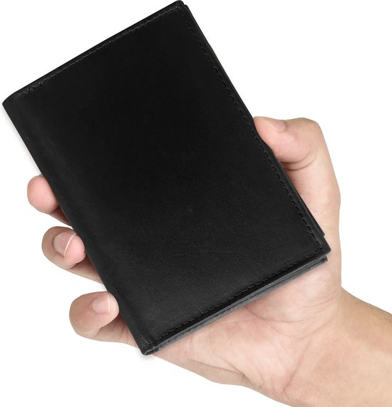 THL Design - Portefeuille Homme - Portefeuille Homme en Cuir - Billfold High - 12 Cartes - Zwart Véritable Cuir
