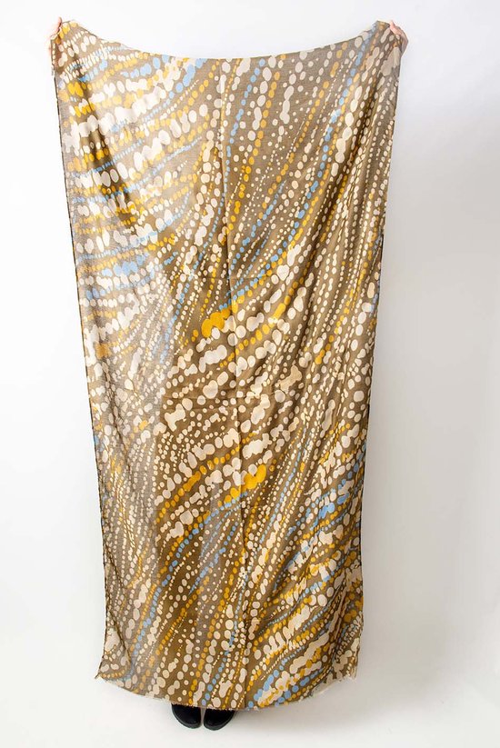 Foulard Dominique - Accessories Junkie Amsterdam- Foulard femme - Foulard - Foulard long - Katoen- Wrap-Shawl - Cadeau - Imprimé graphique - Accent Goud - Ocre bleu kaki