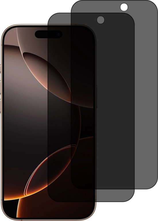 Privacy Screen protector Geschikt voor iPhone 16 Pro screenprotectors Privacy - 2 Stuks - Full screen protector tempered glass van gehard glas