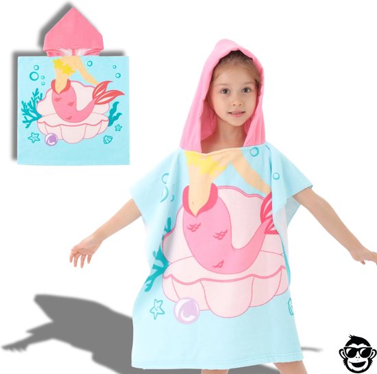 BoefieBoef Kinder Badponcho - Baby Badcape - Microfiber Kleuter Badjas Met Capuchon - Kerst Cadeau - Peuter Strandponcho Voor Kinderen tot 6 jaar - 60x90cm - Roze Zeemeermin - Dreumes - jongens - meisje - Peuter - Zomer - Strandlaken - Surfponcho van Merkloos — afbeelding 3