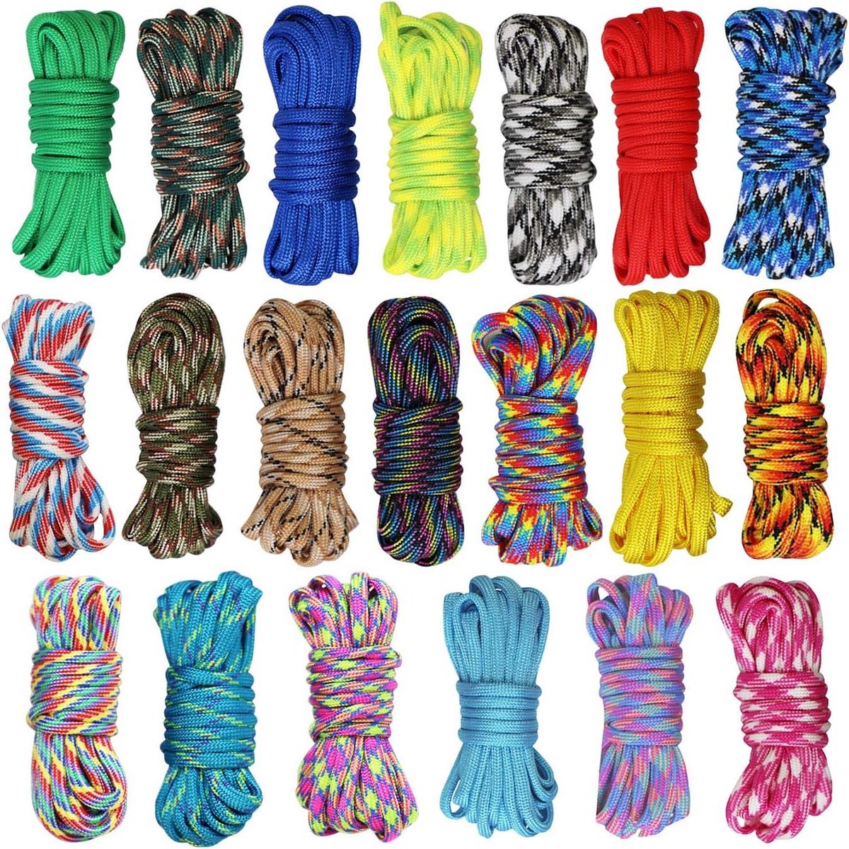 Touwen Set- Kleurrijk Paracord- 3 meter- 20 stuks- DIY Armband- Sleutelhanger Hanger