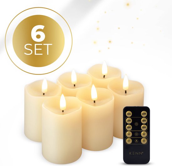 Foto: Kenn 3d wax kaarsen 6 stuks met afstandsbediening realistische led kaarsen 200 branduren rustige vlam warm wit kerstverlichting automatische timer