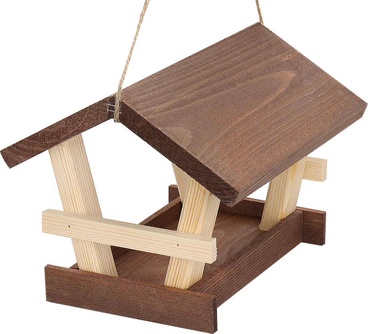 Vogelvoederhuis vierkant/bruin (hangend model), vogels, voederhuis, hout, vogelhuis