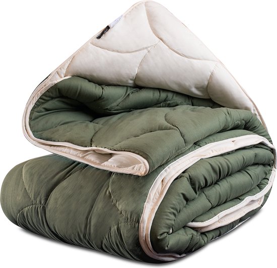 All in One Wasbaar Dekbed Easy 240x200 - Dekbed zonder overtrek - Hoesloos dekbed - Eazy dekbed - Gekleurd dekbed - All Year Winterdekbed & Zomerdekbed - Lits Jumeaux Dekbed - Cr√®me/Olivine