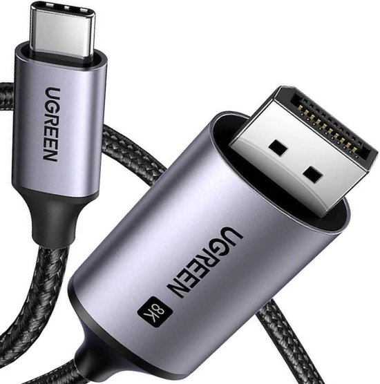 USB-C naar DisplayPort 8K kabel 2m grijs, Ugreen CM556, hoge resolutie video aansluiting