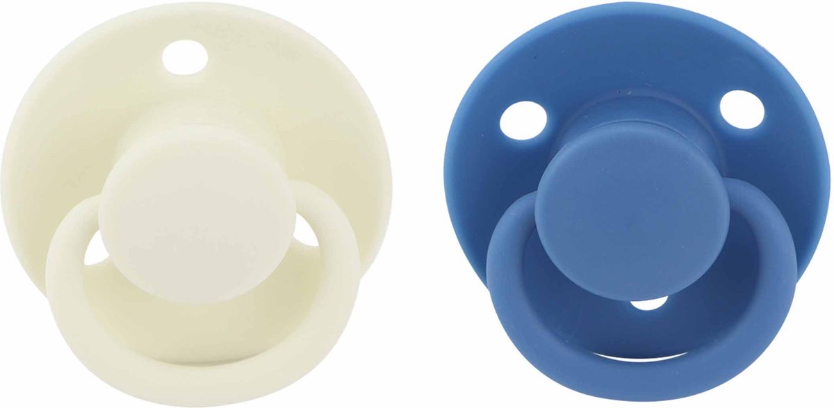 Goedkoopste Nûby - Ronde kersvormige fopspeen met nopjes - 2st - Wit/Blauw - 0-6 maanden