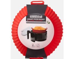 5 stuks Zwarte en rode Airfryer Liners, Airfryer Siliconen Pot, Siliconen Airfryer Liners, Airfryer Accessoires, Vervangende Wegwerp Perkamentpapier Liners Voor koken, 19 cm x 22,5 cm, 4,5 liter