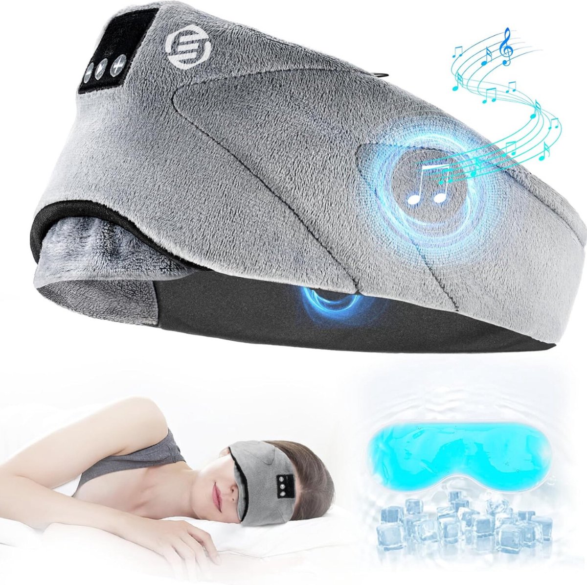 Equivera Slaapmasker Bluetooth - Slaap Koptelefoon - Hoofdband met Speakers - Mannen en Vrouwen - Slaapmasker met Speakers - 100% Verduisterend - Incl. White Noise en Binaural Beats