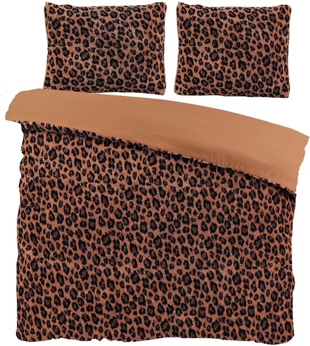 Husch Teddy Fleece Dekbedovertrek Panterprint - Lits-Jumeaux - 240x200/220 cm - Heerlijk Zachte Teddy